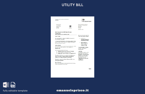 stile verificato Modello di bolletta delle utenze del Regno Unito HM Government 